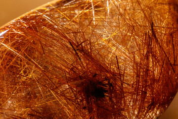 Wall Mural - Macro mineral stone Rutile in quartz on background