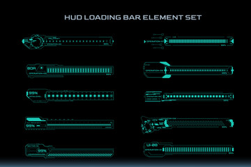 Aufkleber - HUD Futuristic Loading Bars UI Processing Status Set. Digital Scifi Technology Number Percentage Progress Display Vector