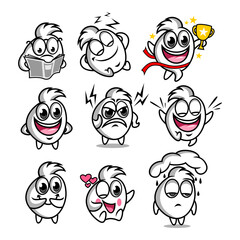 Wall Mural - Set of funny smiley with different emotions. Vector illustration