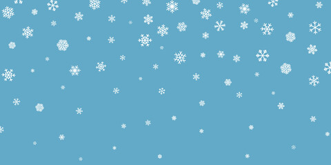 Wall Mural - Christmas snow. Falling snowflakes on dark blue background. Snowfall. Vector illustration