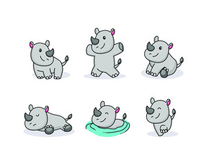 Wall Mural - Cute baby hippo mascot logo design