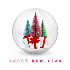 Wall Mural - festive christmas background. christmas pine tree and shiny glitter glowing christmas balls. vector 