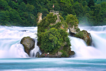 rhine falls. most powerful waterfall in europe, located in northern switzerland next to the town of 