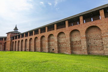 Wall Mural - Part of the surviving brick wall of the ancient Kremlin in the old city. Built in the 16th century. Kolomna, Russia