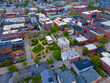Aerial view of Custom House Square in New Bedford Whaling National Historical Park in historic downtown of New Bedford, Massachusetts MA, USA. 