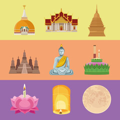 Poster - nine loy krathong icons