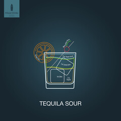 Wall Mural - Vector illustration. Mixed alcohol drink. Cocktail
