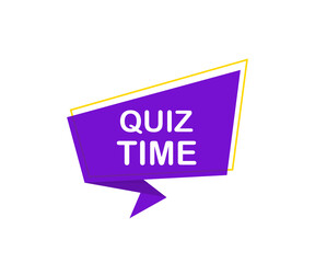 Sticker - Quiz time banner. Vector banner. Announcement. Megaphone with quiz time message in bubble speech banner.