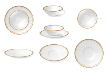 Canvas Print - Plates Dishware Realistic Set