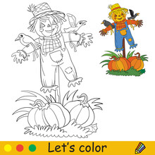 Coloring With Template Halloween Scarecrow And Crows