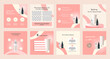 © Adi - Minimal modern fashion and beauty social media post banner collection kit in pink color. Including sale, photo isolated product display platform, tips template design with botanical leaf elements