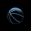 futuristic neon basketball on black background. 3d rendering.