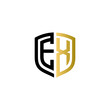 ex shield logo design vector icon