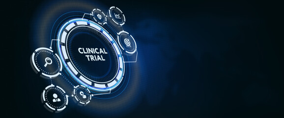 Business, Technology, Internet and network concept. virtual display: Clinical trial