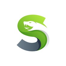 Green Snake Logo With Letter S Concept