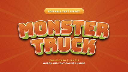 Monster truck editable text effect in modern 3d style