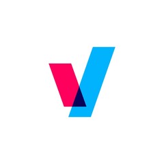 Wall Mural - v letter mark overlapping color logo vector icon illustration