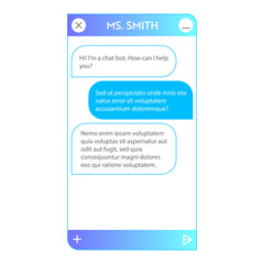 Wall Mural - chat bot window. user interface of application with online dialogue. conversation with a robot assis