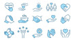 Charity line icon set. Collection of hope, solidarity, trust, care and more. Editable stroke.