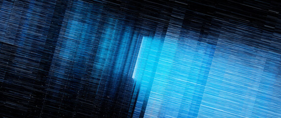 Wall Mural - Blue glowing multidimensional quantum computing grid