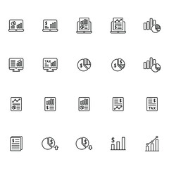 Wall Mural - Business report icons set vector graphic