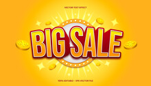3D Big Sale Text Effect With Yellow And Red Color Theme.