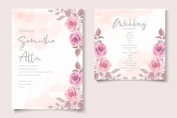 Wall Mural - Wedding invitation template with beautiful floral design