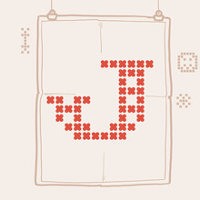 J Logo Letter Is Made Of Thick Round Knits. Flat Style Lettering With A Set Of Bonus Icons.