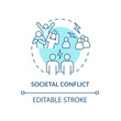 © IMG visuals icons - Societal conflict blue concept icon. Relationships in society. Relations in groups. Conflict management abstract idea thin line illustration. Vector isolated outline color drawing. Editable stroke