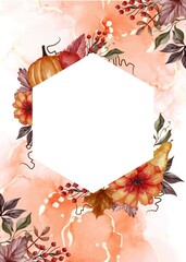 Wall Mural - autumn fall floral background with white space