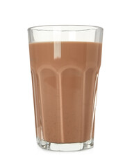 Delicious chocolate milk in glass isolated on white