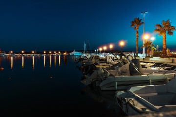 Poster - At night in Crikvenica in Croatia port