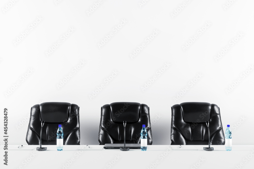 Press conference backdrop banner mockup. 3D rendering