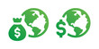Capitalism icon. World with money icon.