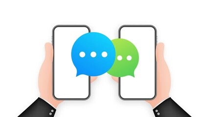 Canvas Print - Chat Message Bubbles on smartphone screen. Social network. Messaging. Motion graphics