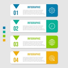 Sticker - Business process infographic template. Thin line design with numbers 4 options or steps. Vector illustration graphic design