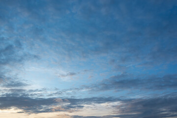 Wall Mural - blue sky with clouds at sunset, sky remplacement, nature background