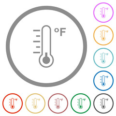 Poster - Fahrenheit thermometer cold temperature flat icons with outlines