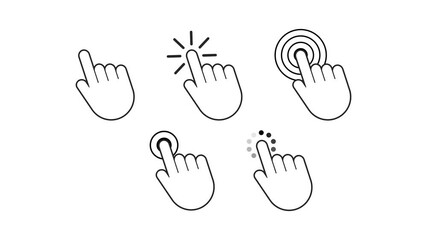 Wall Mural - set hand cursor icon click. motion graphics