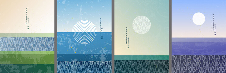 Wall Mural - vector illustration. bauhaus. mid century modern graphic. 70s retro funky graphic. grunge texture. m