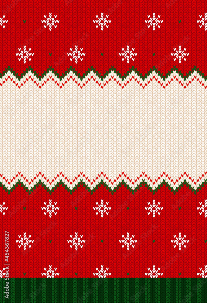 Ugly sweater Christmas party invite. Knitted background pattern scandinavian ornaments. Stock ...