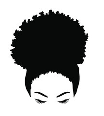 Wall Mural - Abstract african girl clipart. Detailes silhouette of a woman with curly hair.