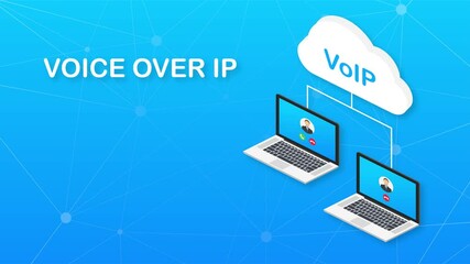 Sticker - VoIP technology, voice over IP. Internet calling banner. Motion graphics