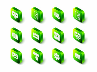 Set Web development, Website statistic, UI or UX design, and Keyboard icon. Vector