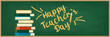 Happy teacher's day poster concept with books