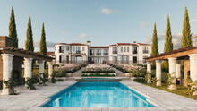 Luxury Residence With A Beautiful Garden. Old Italian Villa. 3d Illustration
