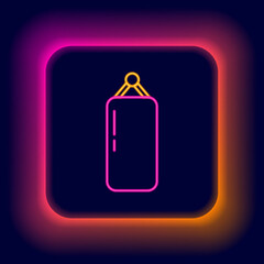 Wall Mural - Glowing neon line Punching bag icon isolated on black background. Colorful outline concept. Vector