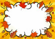 Bright comic speech bubble with Autumn foliage in popart style. Empty Box for text in the shape of a cloud and leaves. Cartoon Vector illustration. Template for offer, announcements or promotions