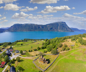 Lustrafjorden and Urnes Stavkirke, the oldest church in Norway, UNESCO World Heritage Site