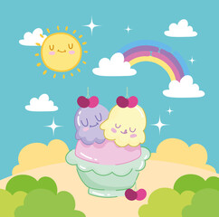 Poster - scoops ice cream cute